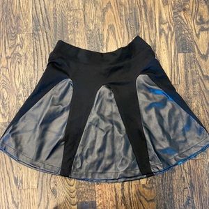 Black leather skater skirt